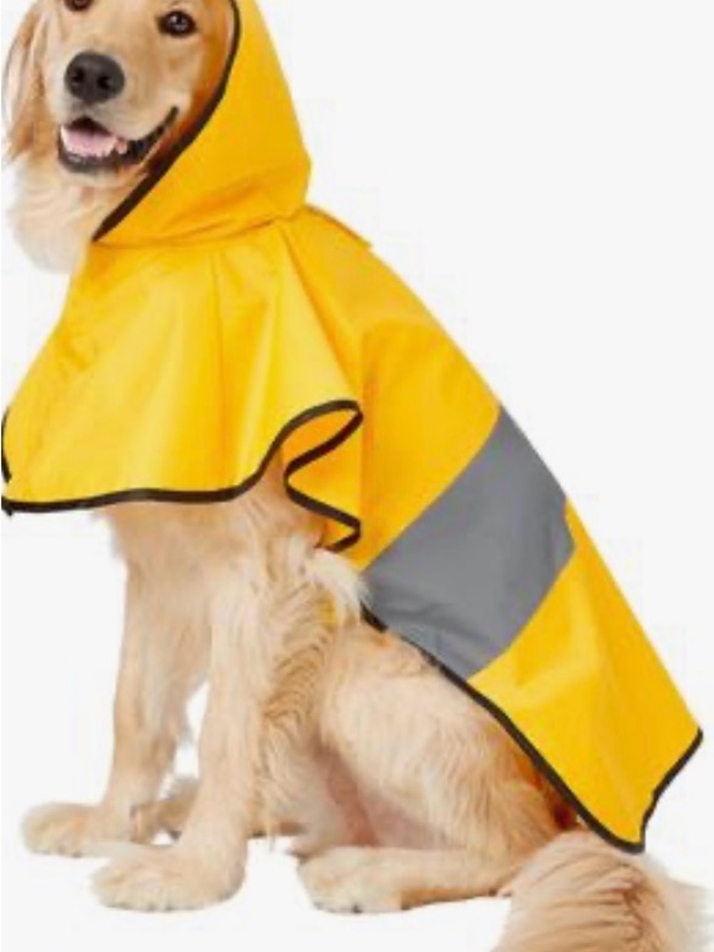 High-Visibility Yellow Reflective Dog Rain Cape with Hood by Frisco